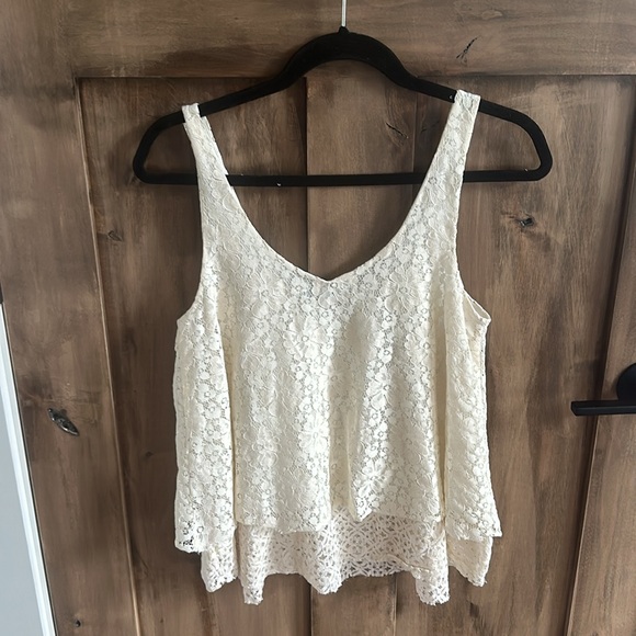 American Eagle 💚 Lace Swing Ivory Tank Top - Picture 7 of 10